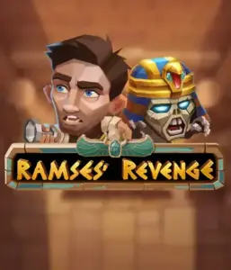 Uncover the mysterious world of Ramses' Revenge slot by Relax Gaming, showcasing a surprised explorer and a menacing mummy against an Egyptian tomb backdrop. This image captures the drama of Egyptian archaeology, great for those interested in historical adventures, delivering a gripping adventure. 